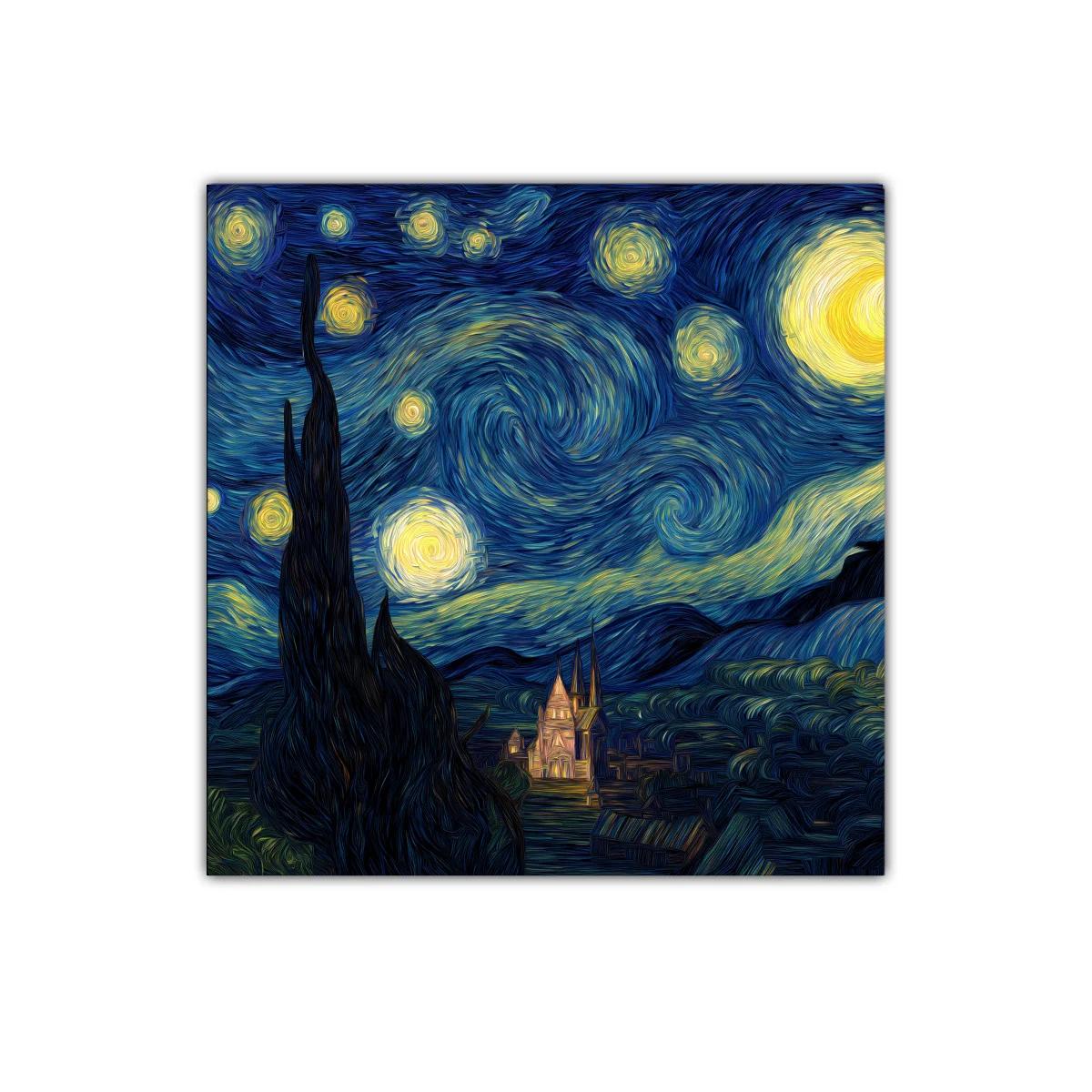 Cielo estrellado con remolinos en azul y amarillo — miniatura 1