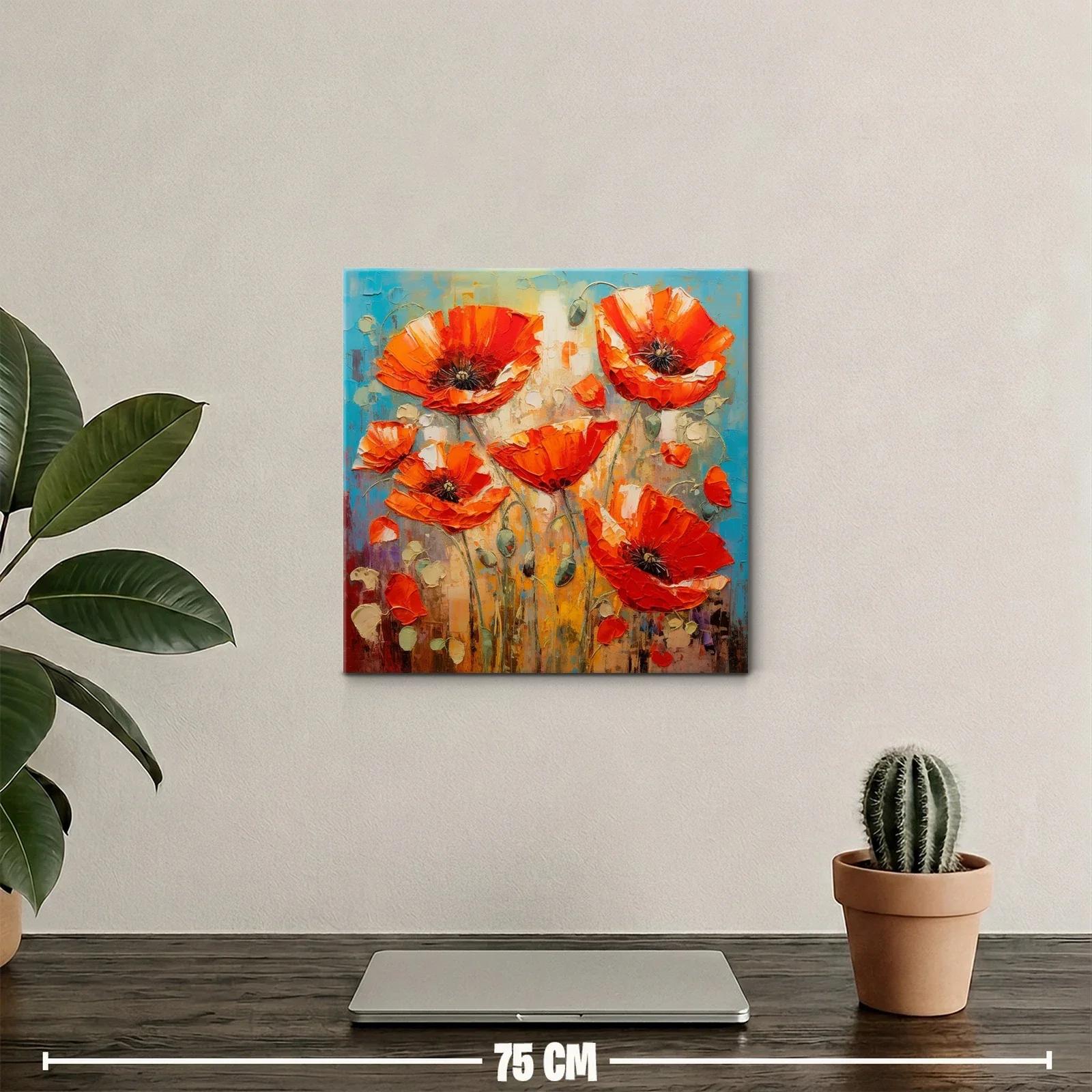 Vibrantes amapolas rojas sobre fondo contrastante — miniatura 2