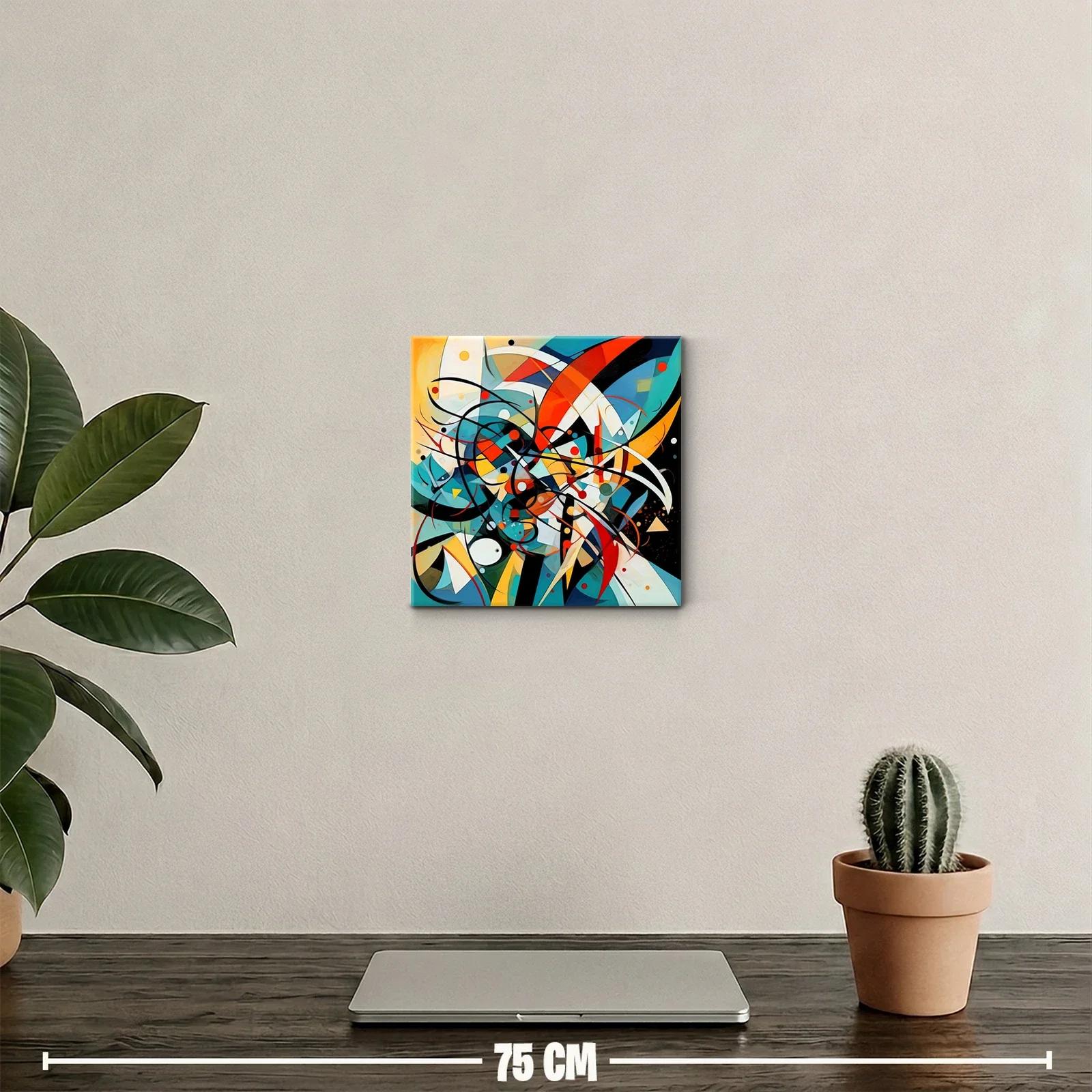 Cuadro abstracto con líneas dinámicas y colores vibrantes — miniatura 2