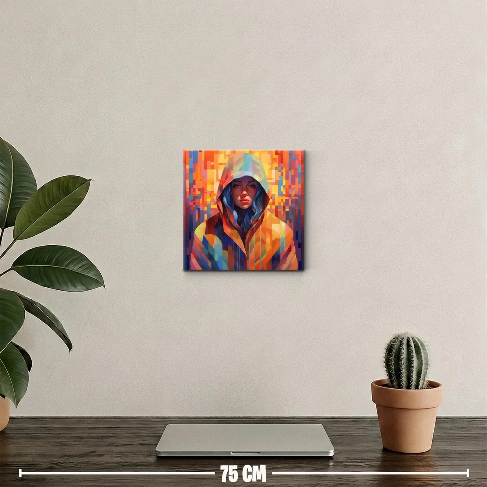 Retrato vibrante con capucha entre píxeles coloridos — miniatura 2
