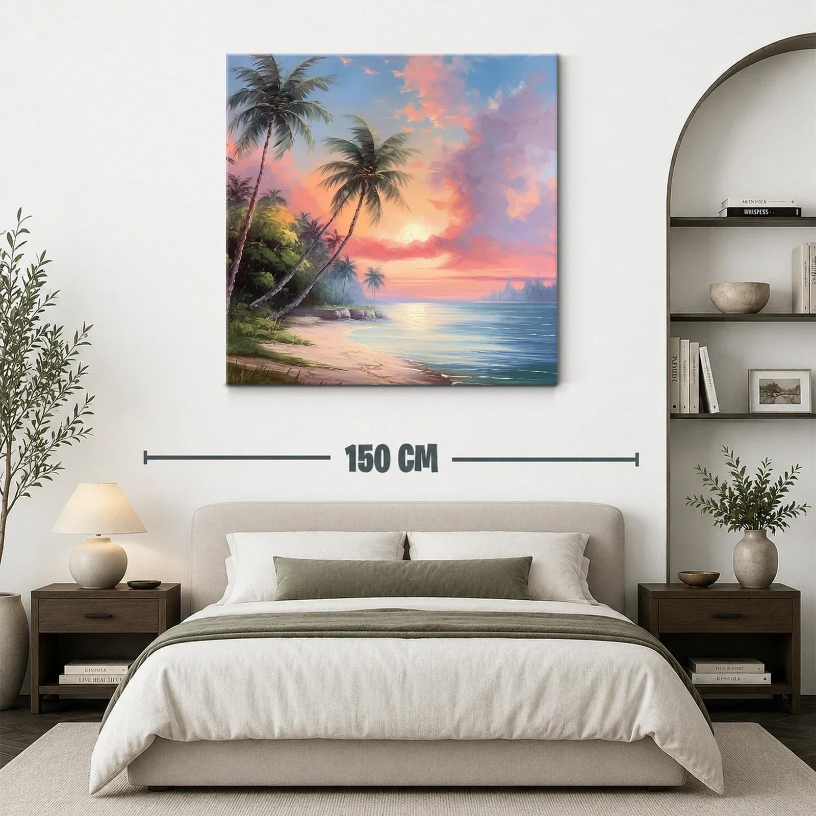 Atardecer tropical con palmeras junto al mar — miniatura 3