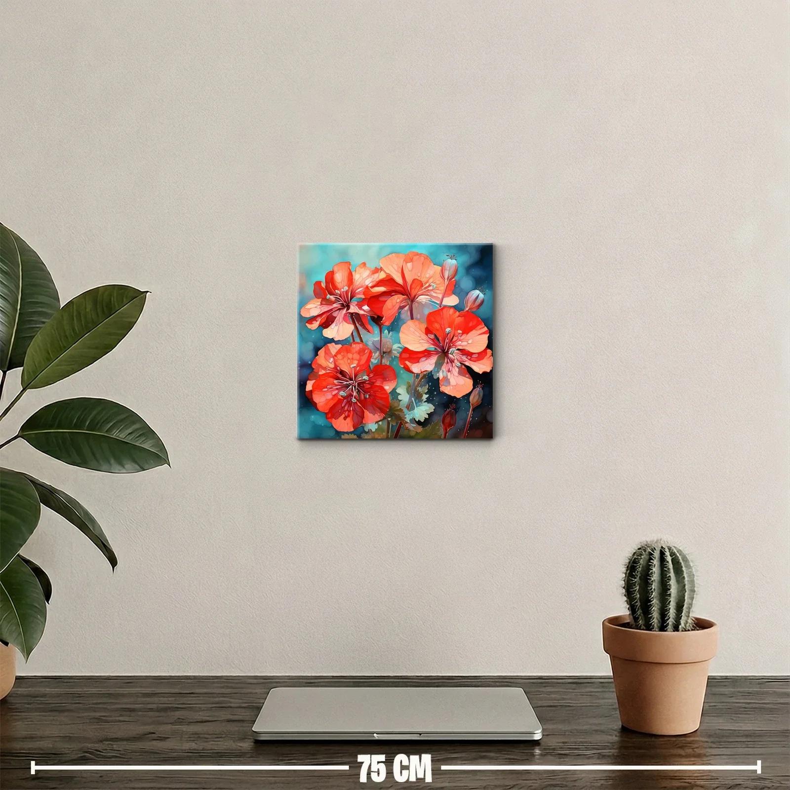 Flores rojas vibrantes sobre fondo azul turquesa — miniatura 2