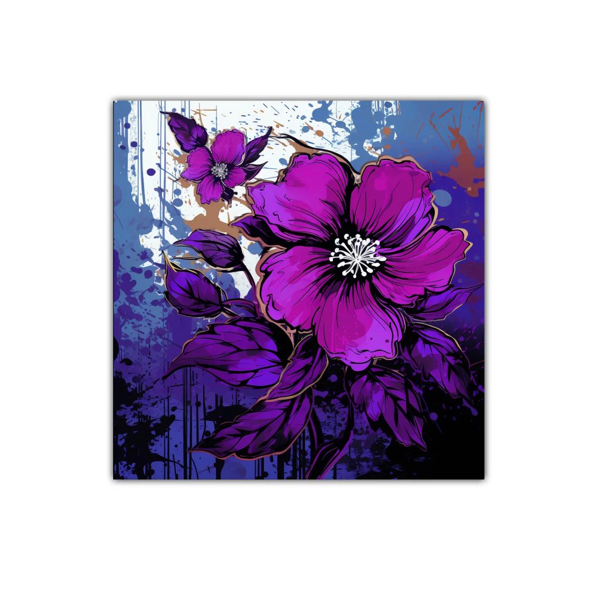 Cuadro con vibrantes flores en tonos morados y azulados — imagen principal