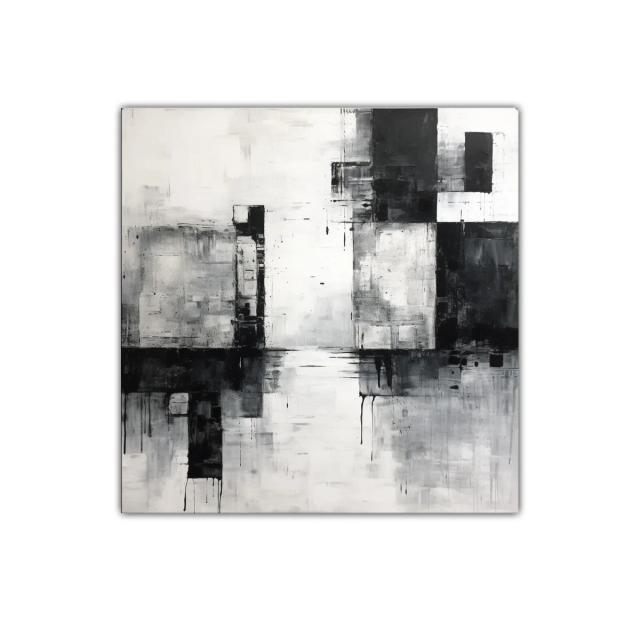 Composición abstracta en escala de gris y negro