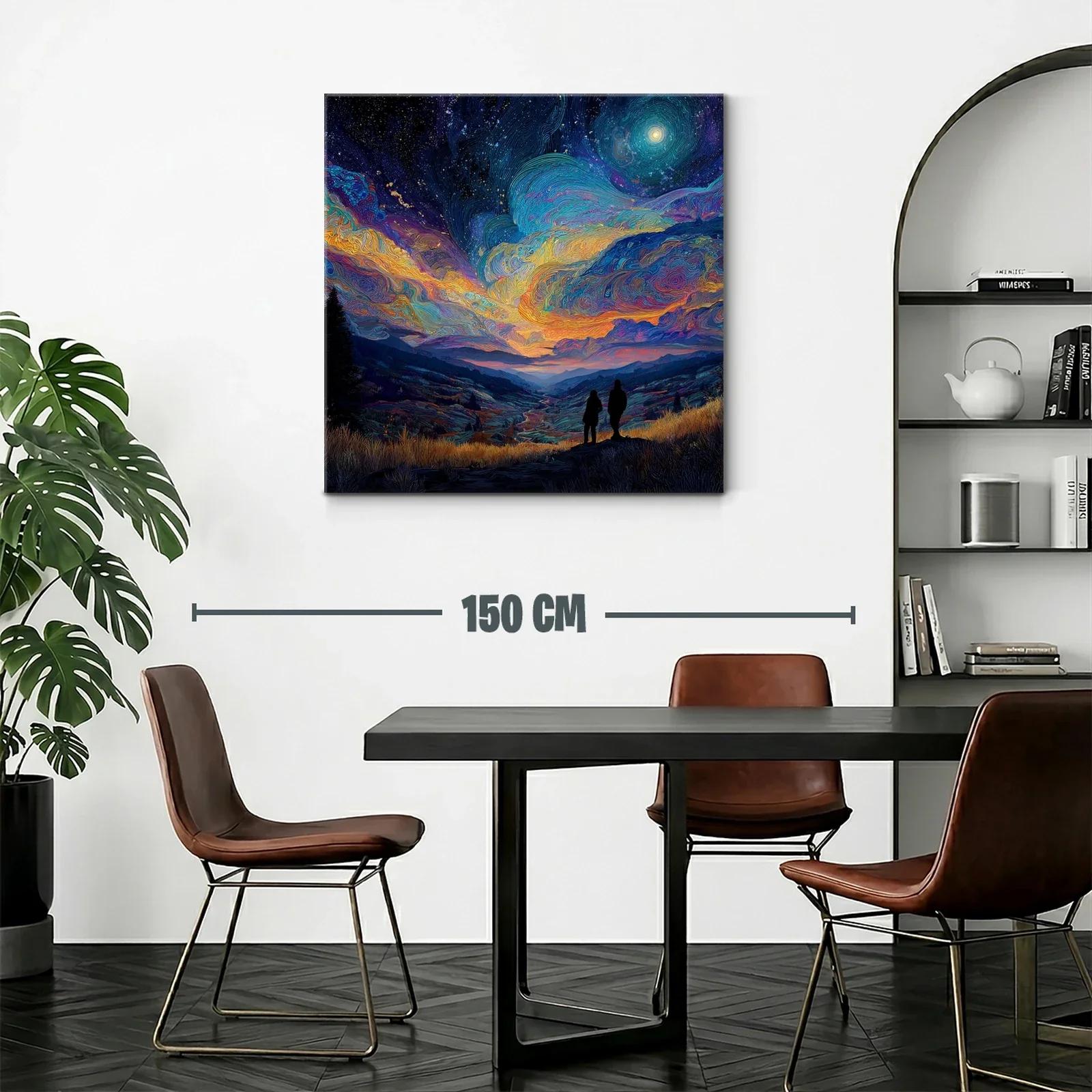 Paisaje nocturno con cielo estrellado y figuras en silueta — miniatura 2