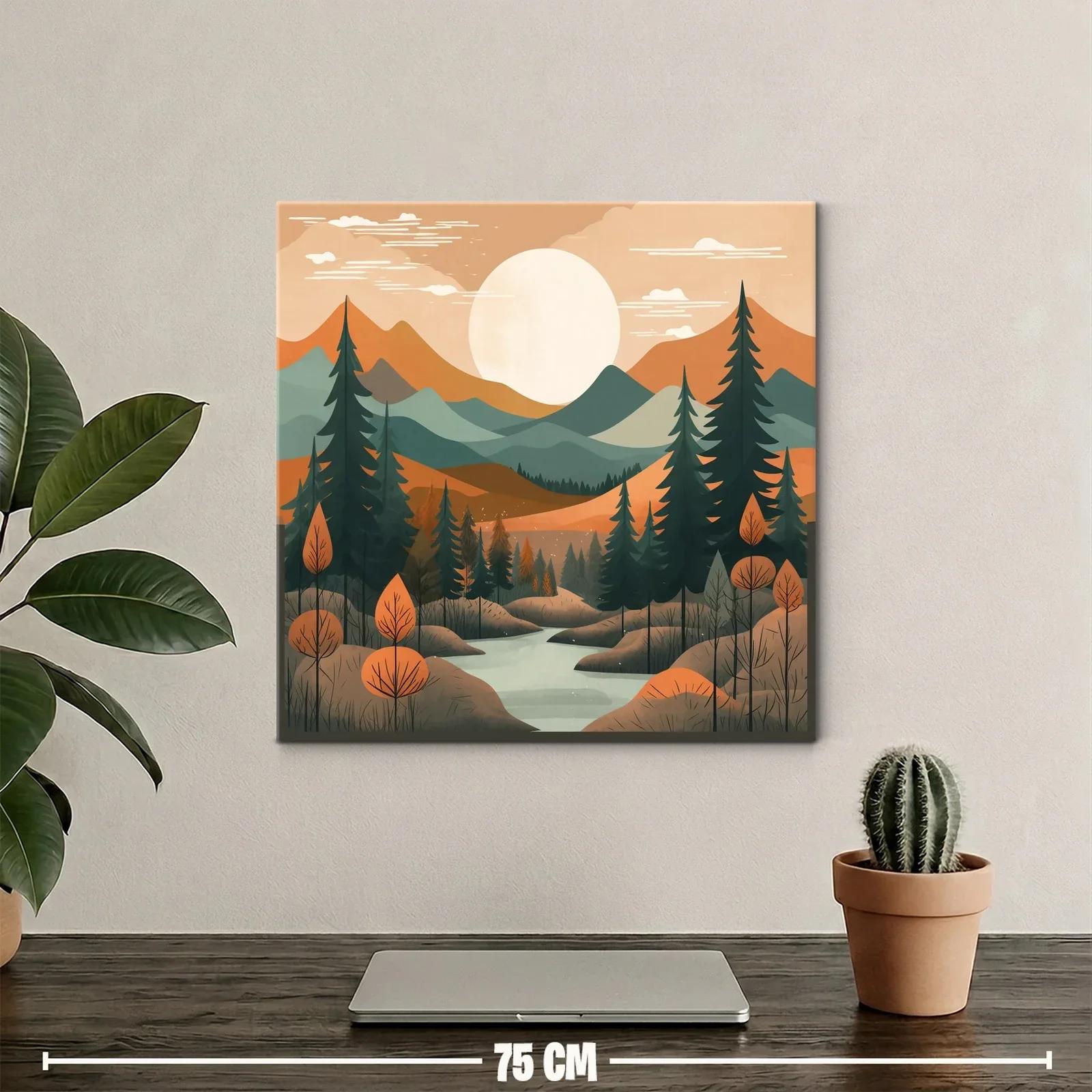 Paisaje sereno con montañas y río al atardecer — miniatura 2