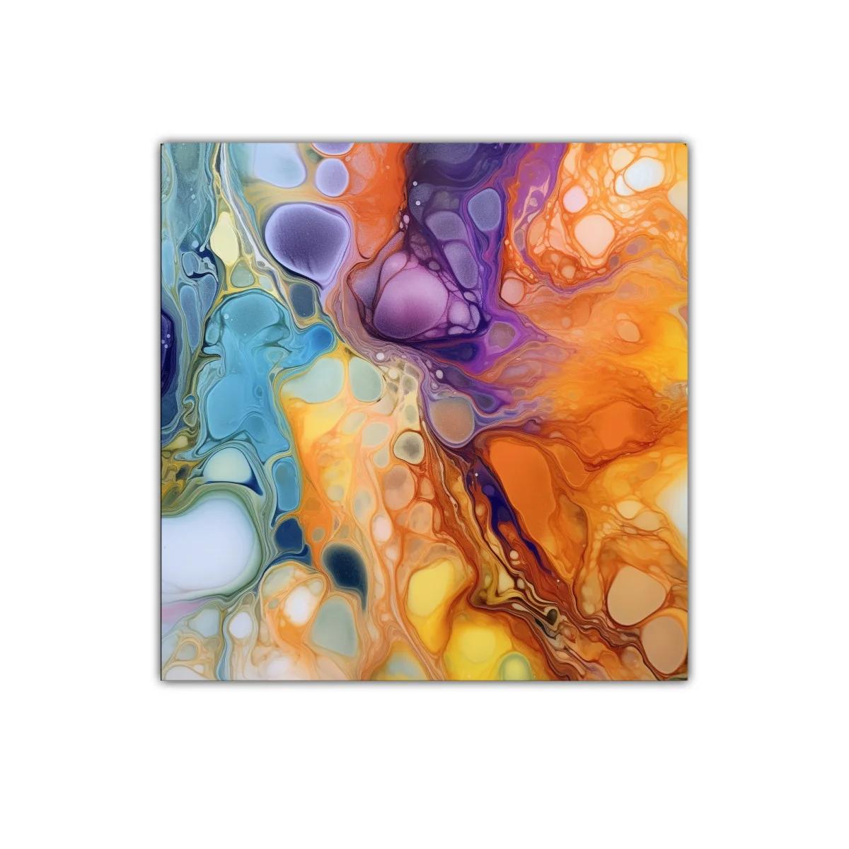 Cuadro abstracto con formas orgánicas y colores vibrantes