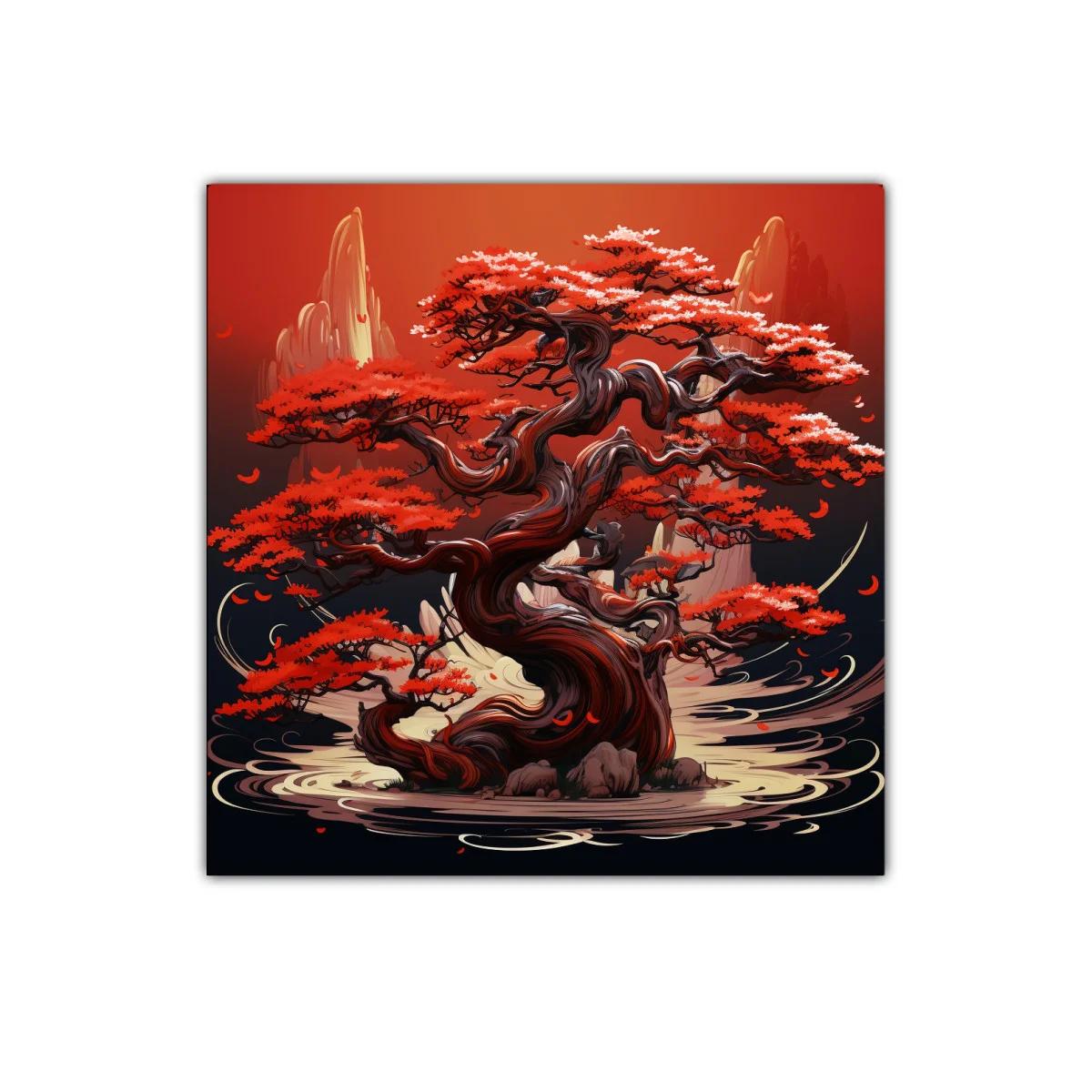 Árbol bonsái en tonos cálidos con paisaje sereno — imagen principal