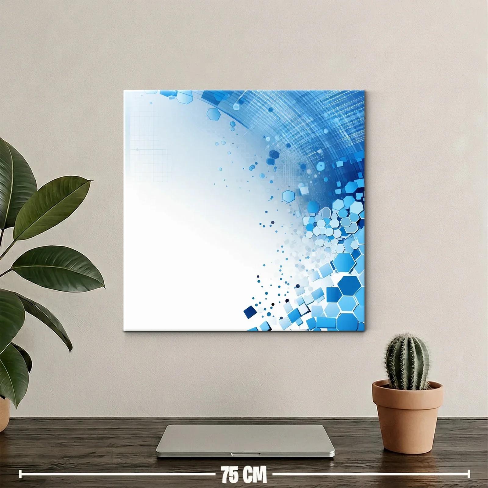 Composición dinámica de hexágonos azules en fondo blanco — miniatura 2