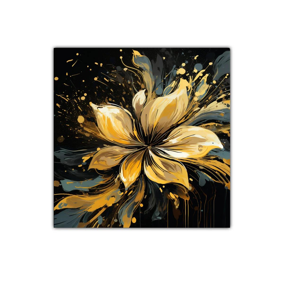 Flor Dorada Abstracta en Explosión Dinámica — imagen principal