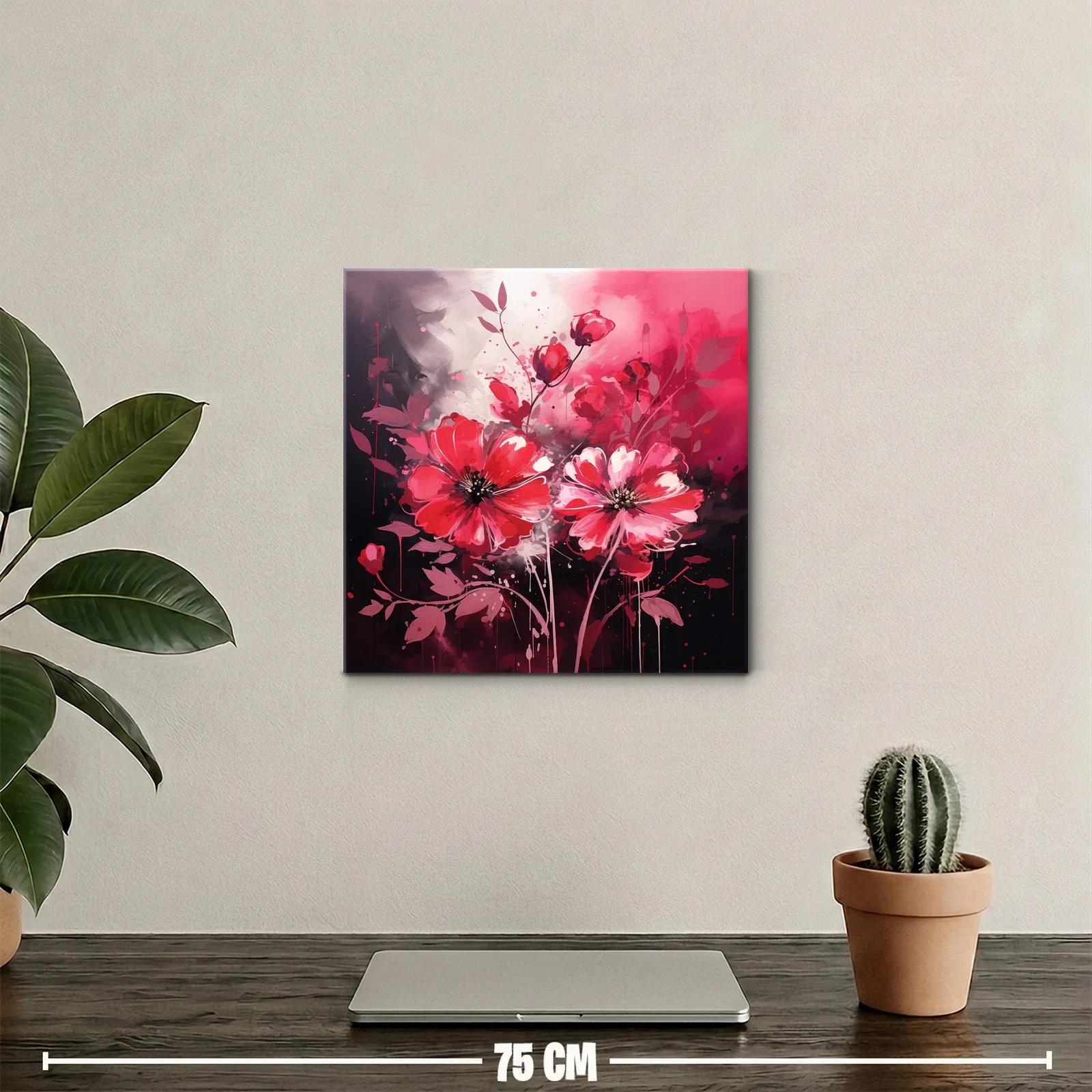 Flores vibrantes en tonos rojos y rosas con fondo oscuro — miniatura 2