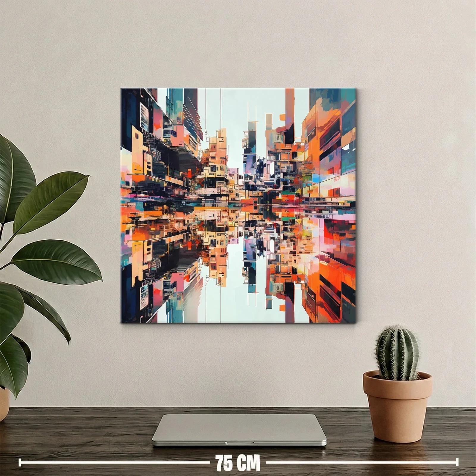 Arte urbano vibrante con reflejos y arquitectura moderna — miniatura 2