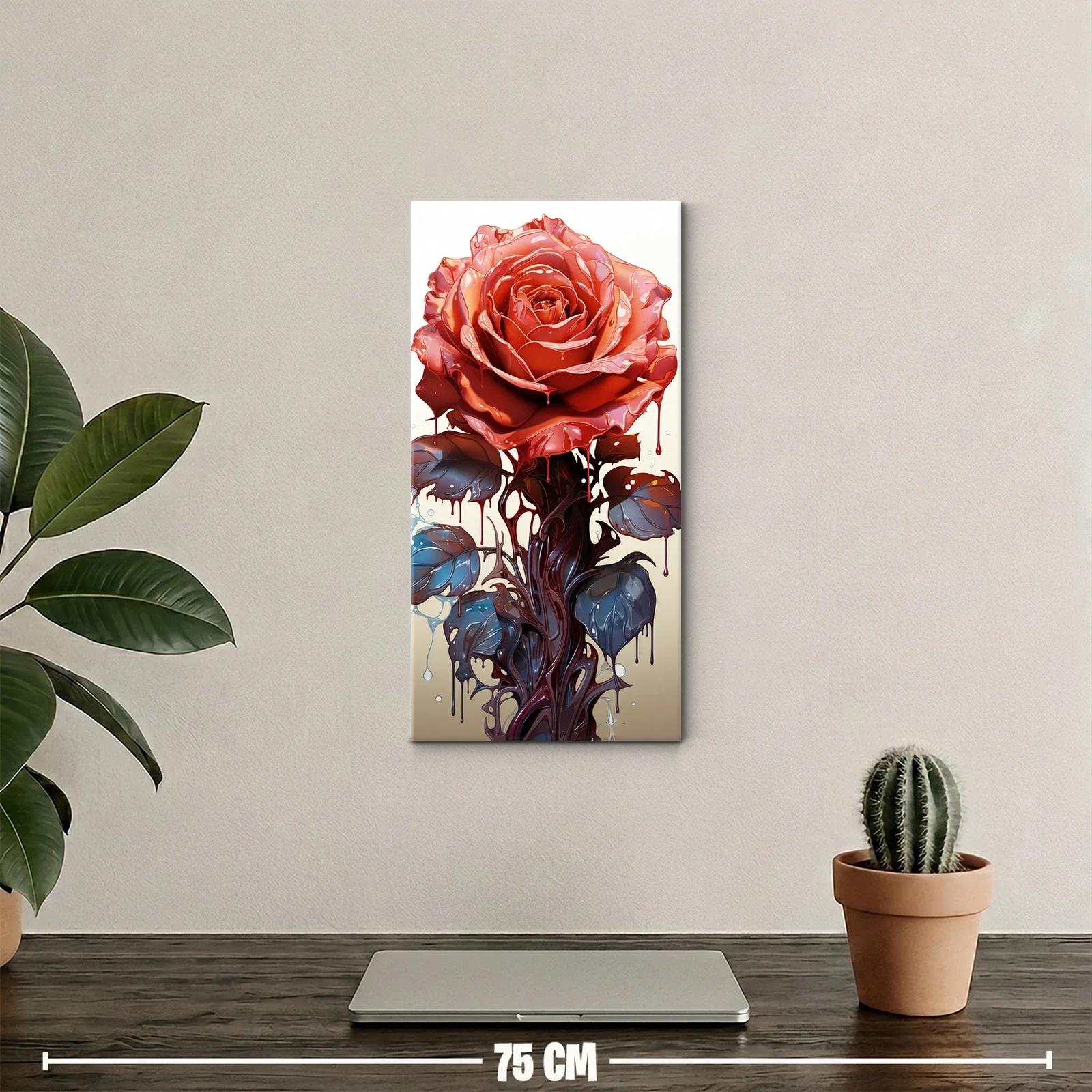 Cuadro rosa coral con goteos artísticos — miniatura 2