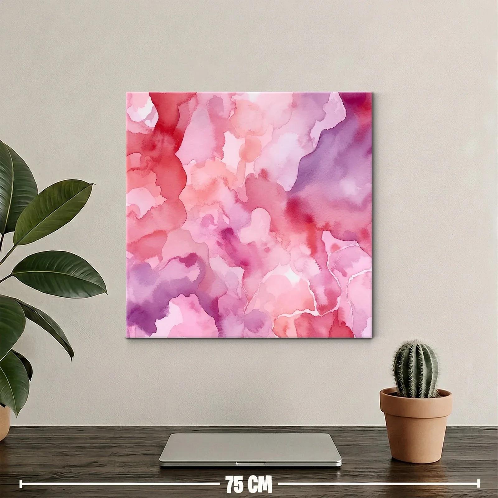 Cuadro abstracto en tonos rosa y púrpura confluencias suaves — miniatura 2