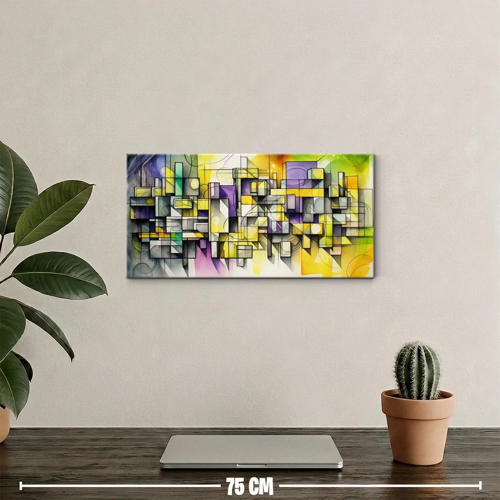 Cuadro geométrico abstracto con rectángulos superpuestos — miniatura 2