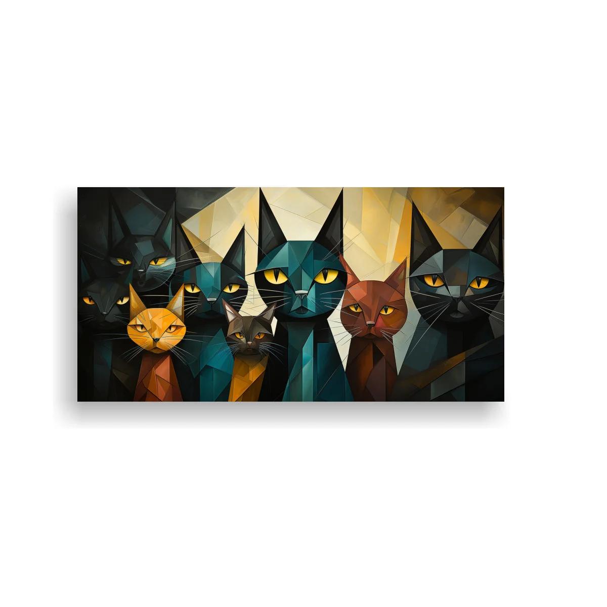 Cuadro de gatos geométricos en mosaico