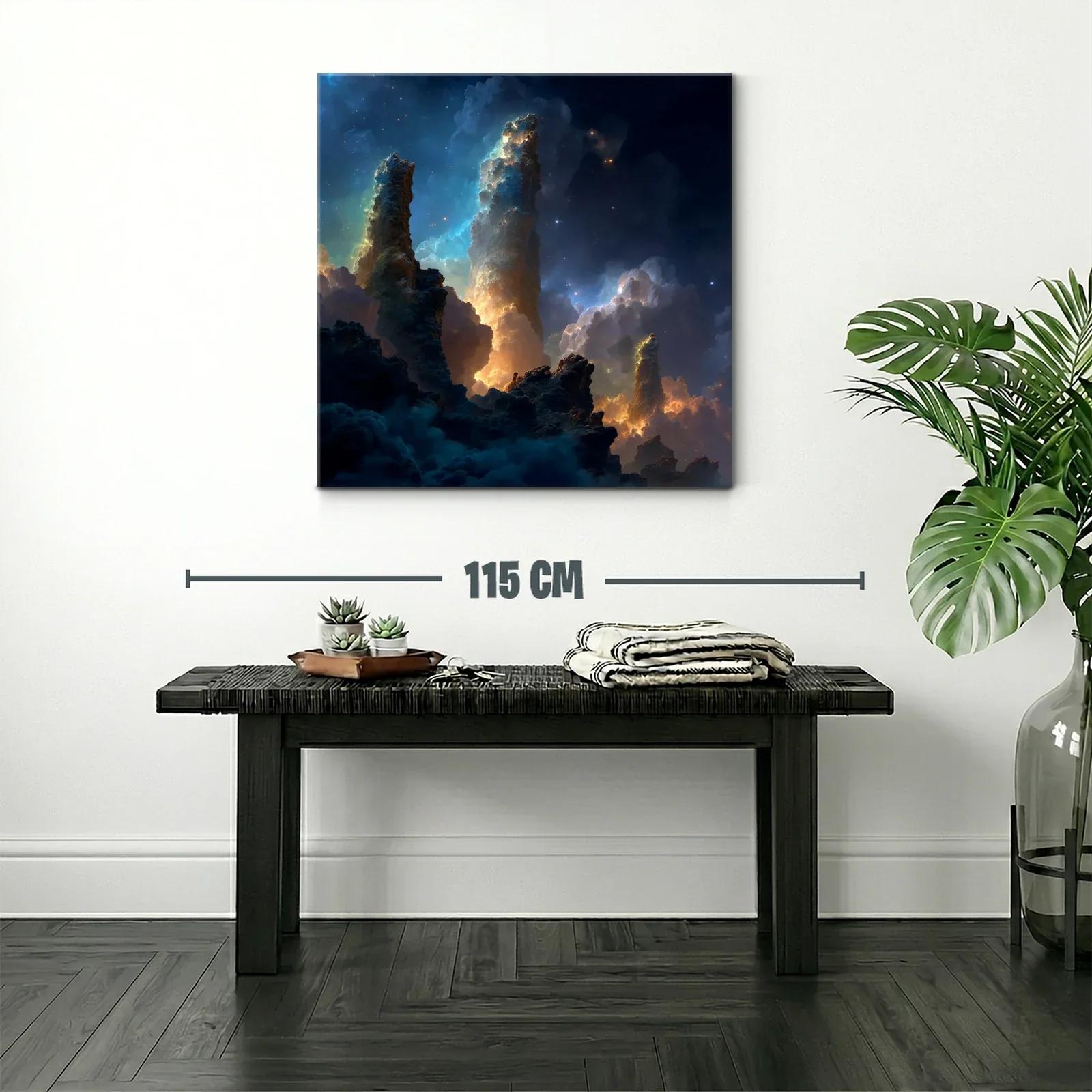 Paisaje cósmico con pilares de luz y nebulosas — miniatura 2