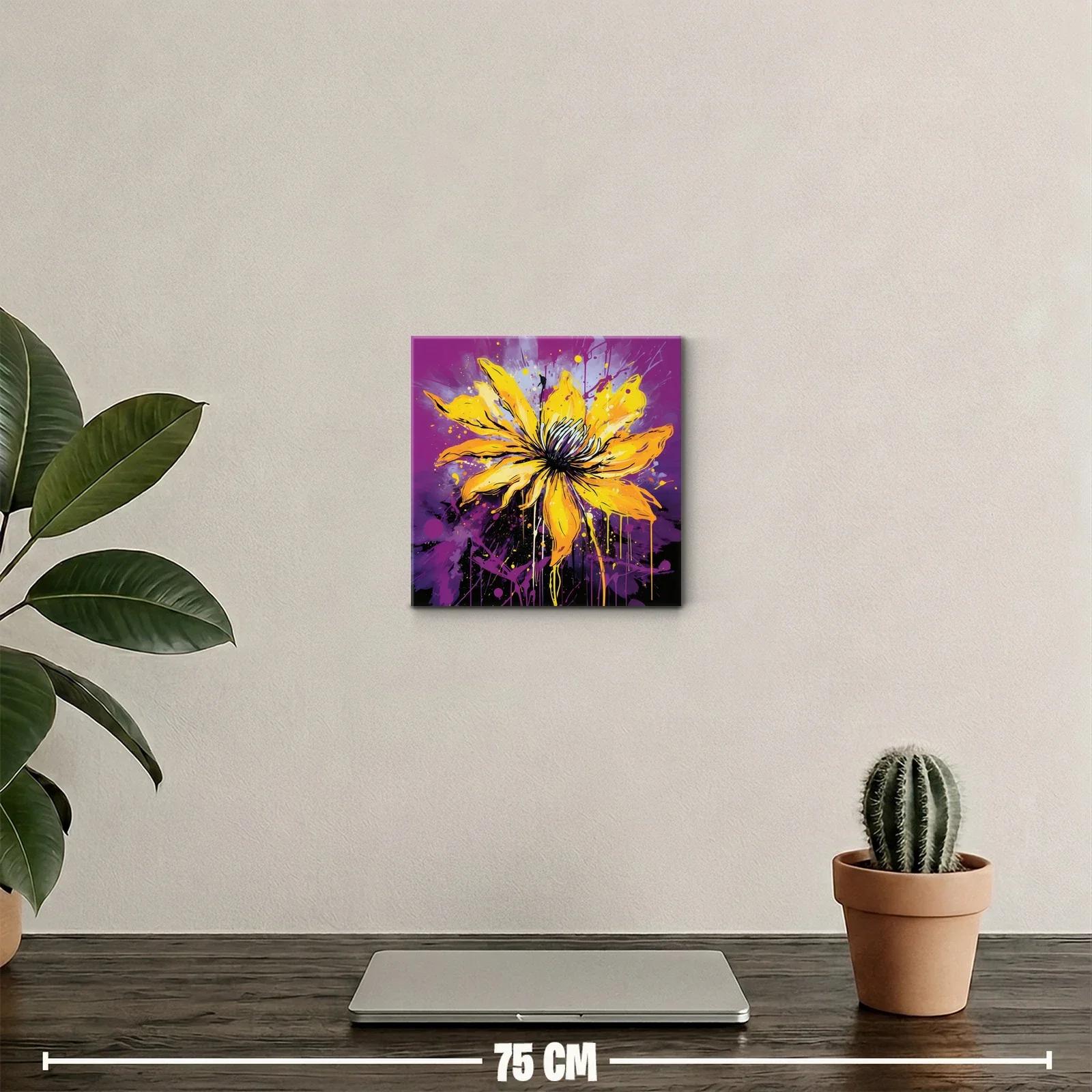 Flor vibrante en tonos amarillos y morados intensos — miniatura 2