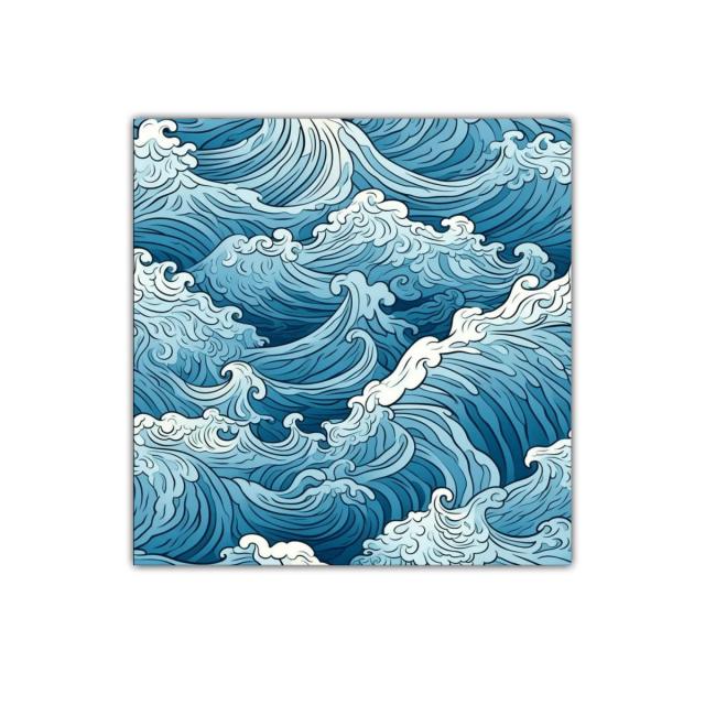 Cuadro decorativo con diseño de olas en tonos azules y blancos