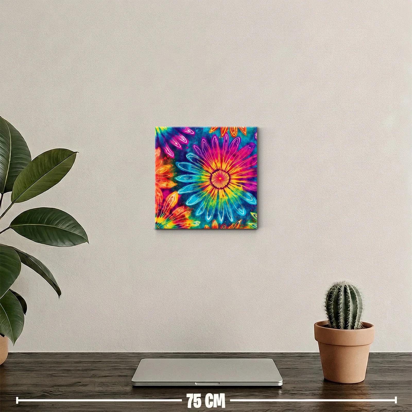 Cuadro floral vibrante con colores brillantes y efecto psicodélico — miniatura 2