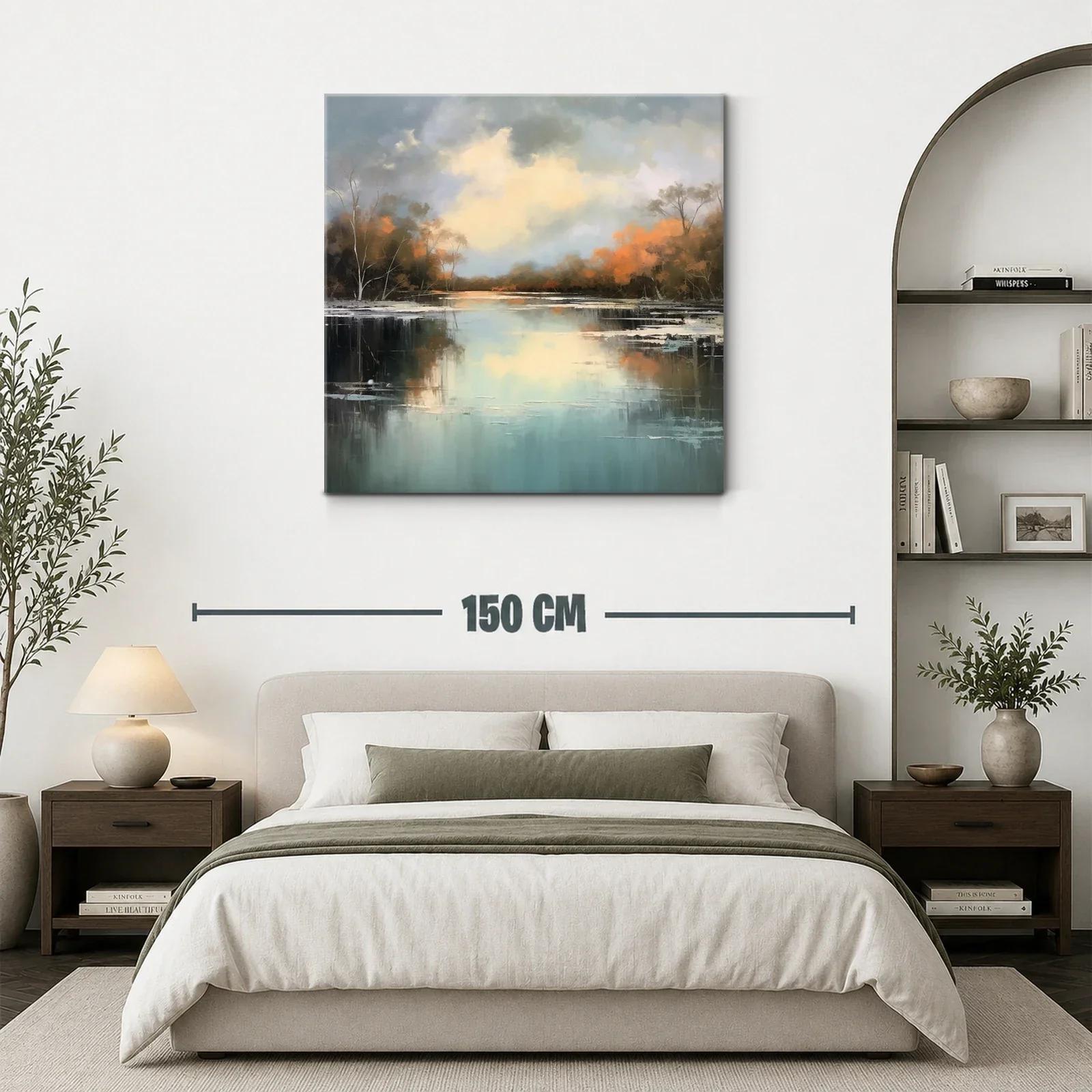 Paisaje sereno con reflejos otoñales en lago tranquilo — miniatura 3