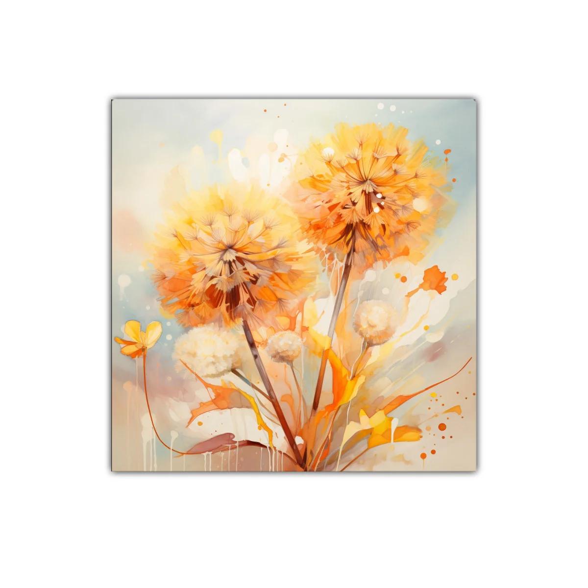 Cuadro decorativo con diente de león en tonos cálidos — imagen principal
