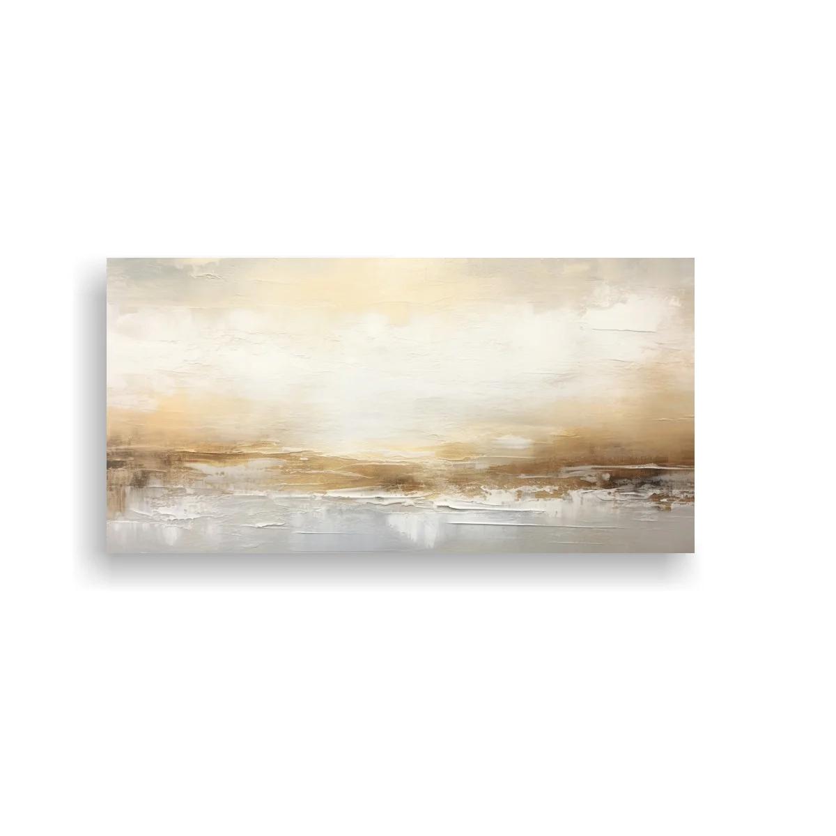 Cuadro paisaje abstracto con horizonte difuso y luz dorada