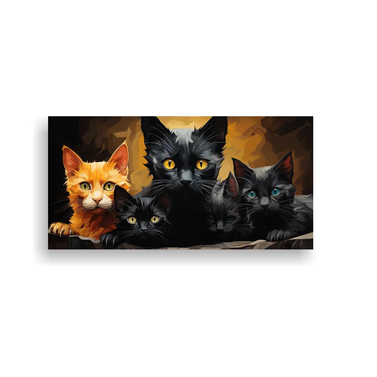 Cuadro grupo de gatos con miradas al frente