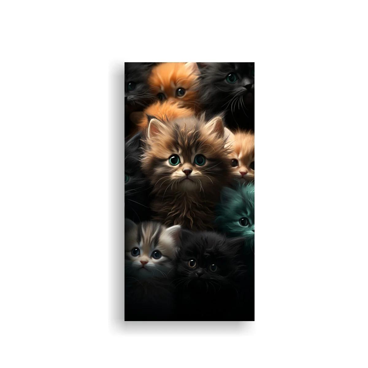 Cuadro grupo de gatitos de ojos grandes y pelaje suave