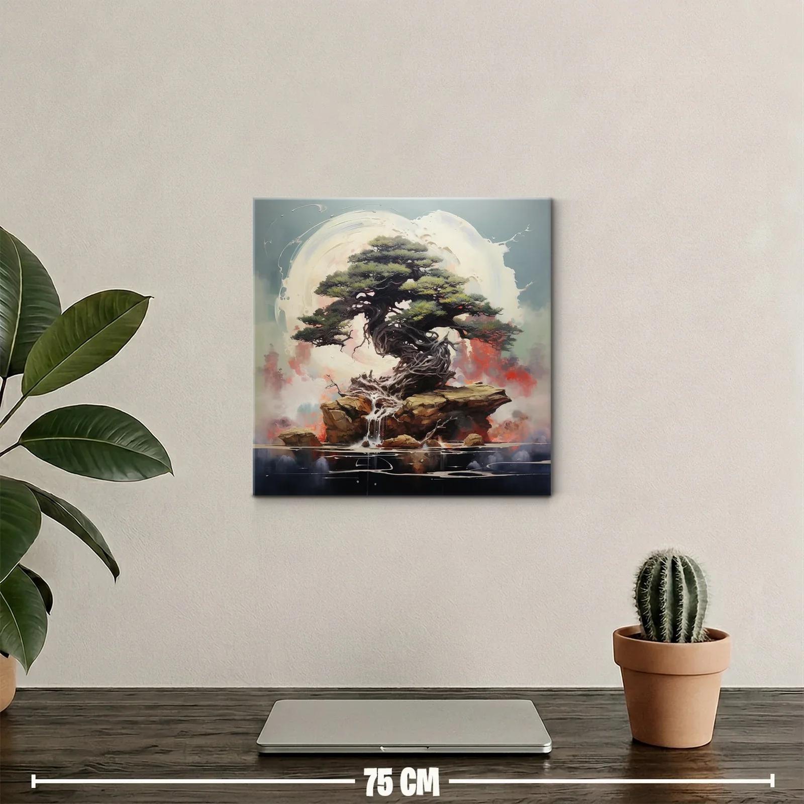 Árbol antiguo sobre rocas con fondo etéreo y luz suave — miniatura 2