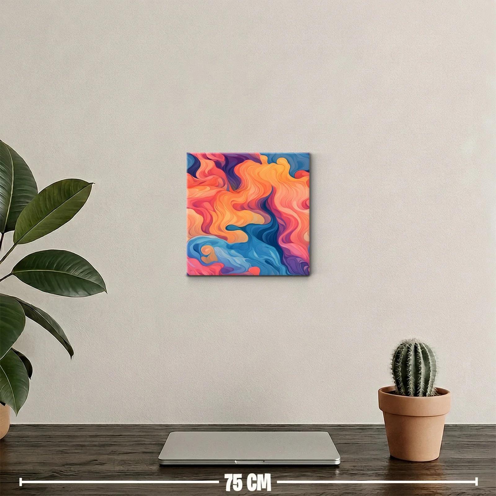 Cuadro decorativo con vibrantes formas abstractas y curvas fluidas — miniatura 2