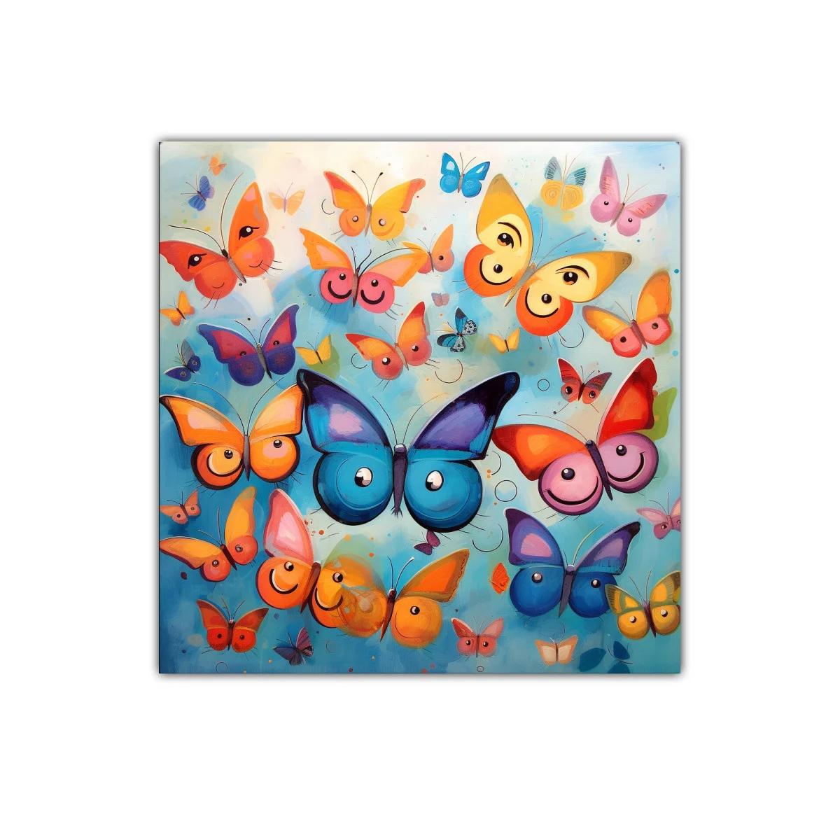 Cuadro vibrante con mariposas llenas de alegría y color — imagen principal