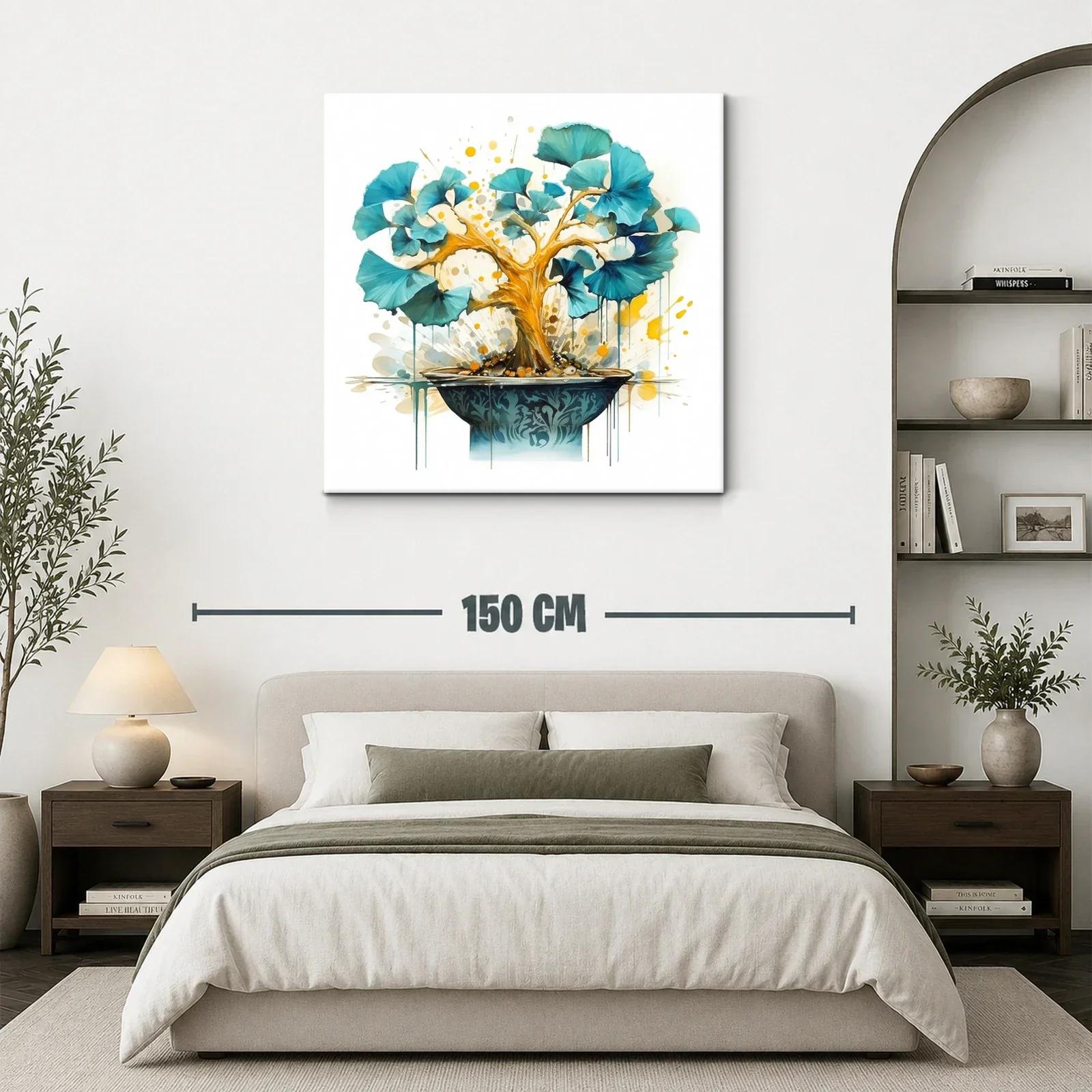 Árbol de Ginkgo en tonos dorados y azules vibrantes — miniatura 3