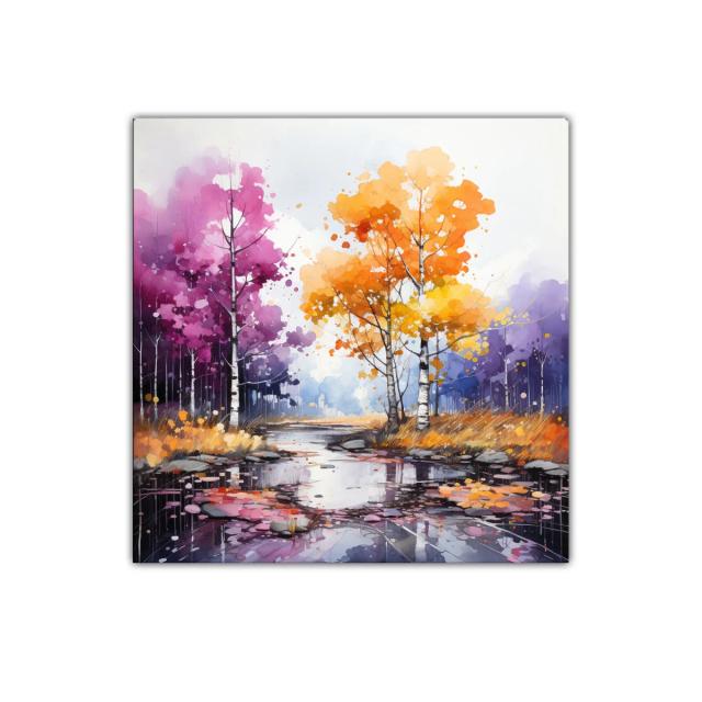 Reflejos otoñales en el bosque multicolor vibrante