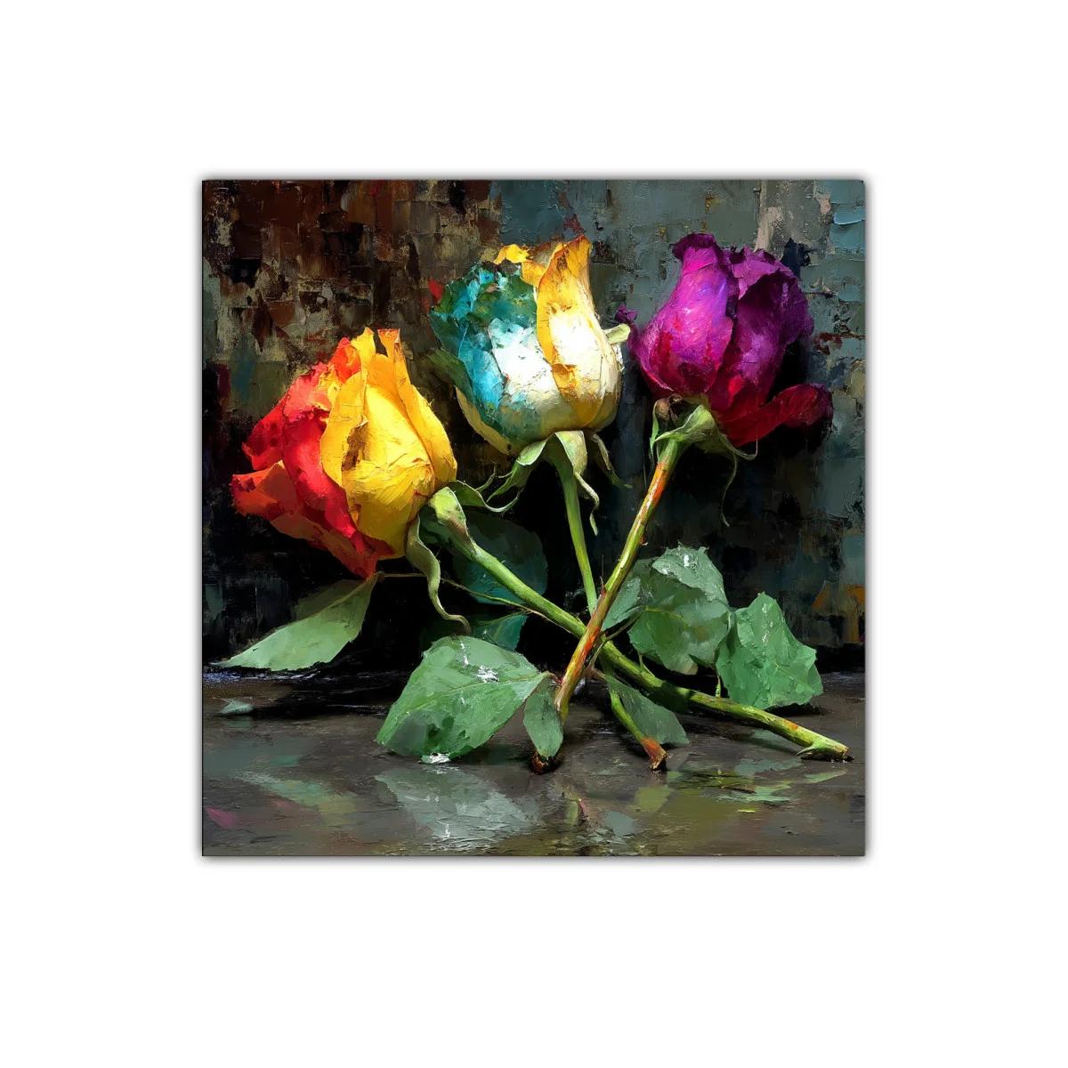 Rosas Multicolor Sobre Fondo Oscuro con Textura — imagen principal