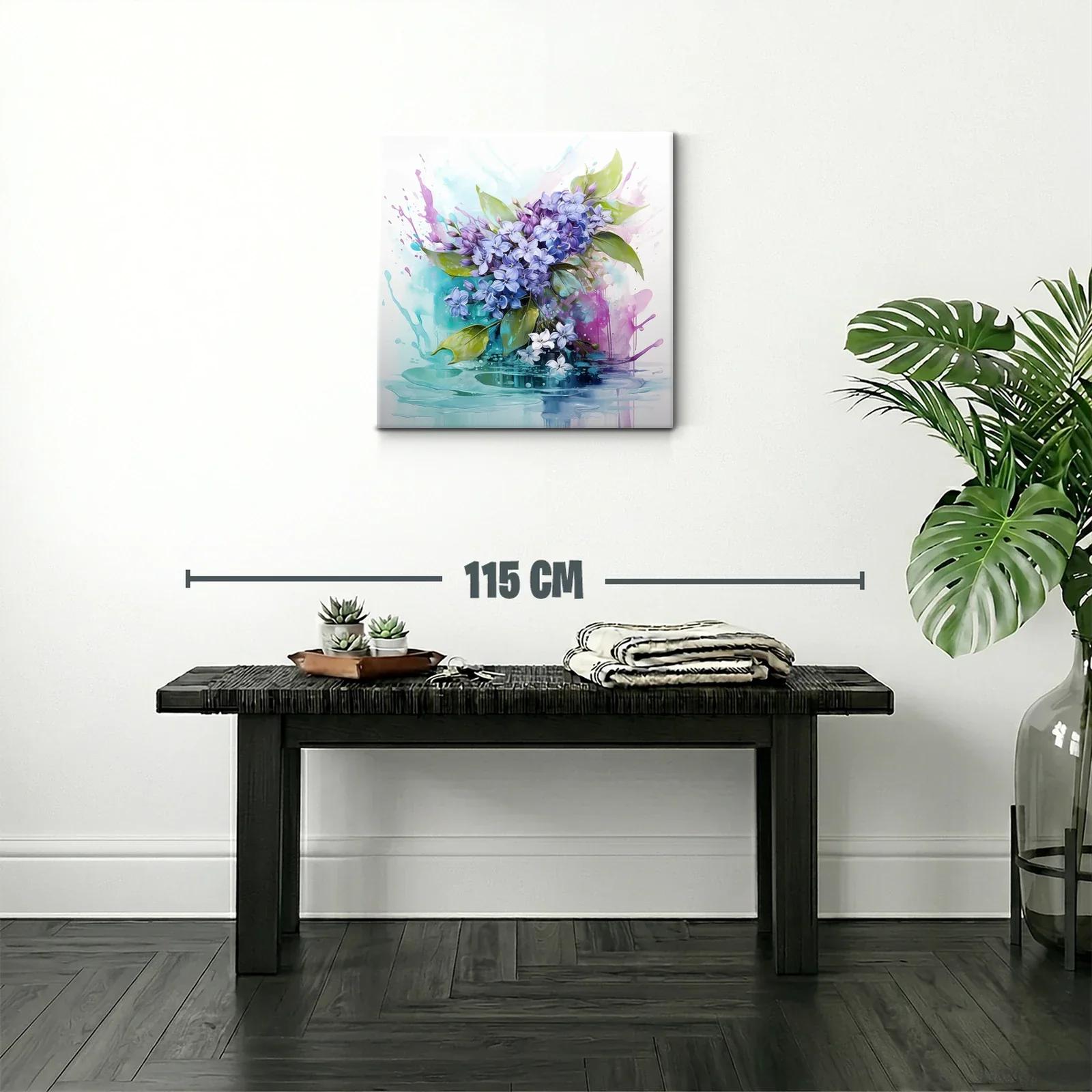Cuadro floral con lilas y tonos acuarelados suaves — miniatura 2