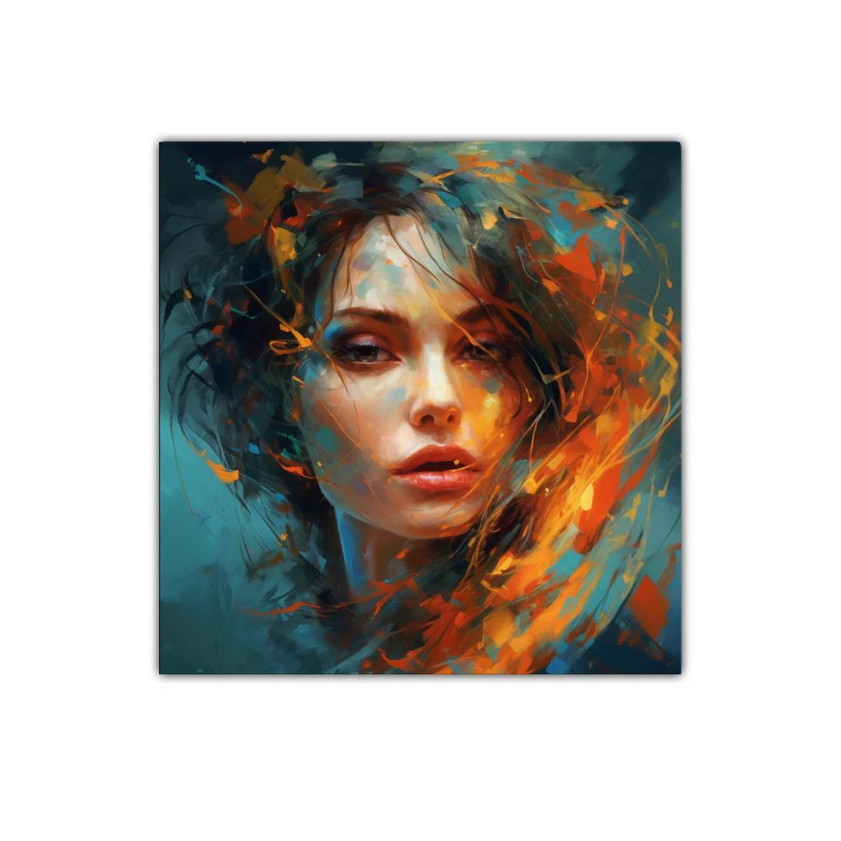 Retrato femenino con vibrantes tonos cálidos y fríos — imagen principal