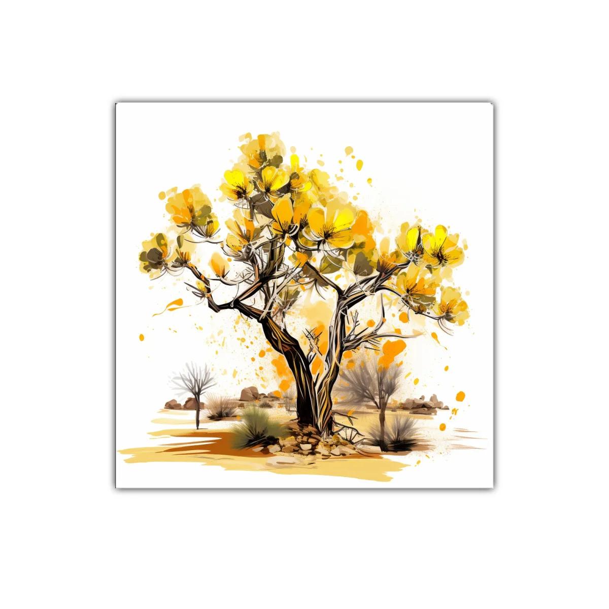 Cuadro decorativo árbol florecido en tonos cálidos — imagen principal