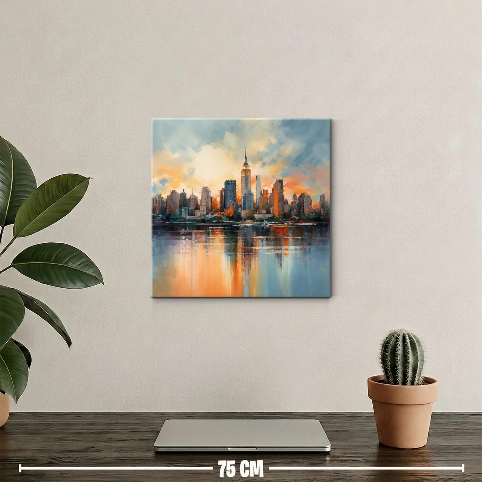 Atardecer vibrante en skyline urbano con reflejos en agua — miniatura 2