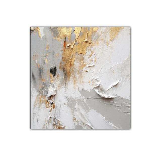 Cuadro decorativo abstracto tonos dorados y grises