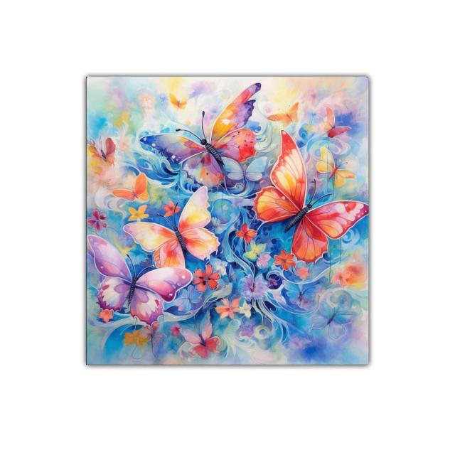 Cuadro decorativo con mariposas de colores vibrantes y flores
