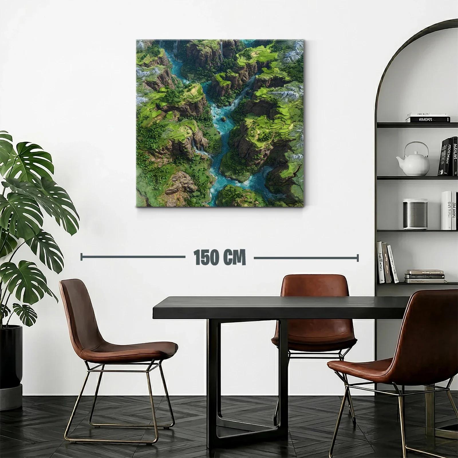 Cañón verde con río azul serpenteante y acantilados rocosos — miniatura 2