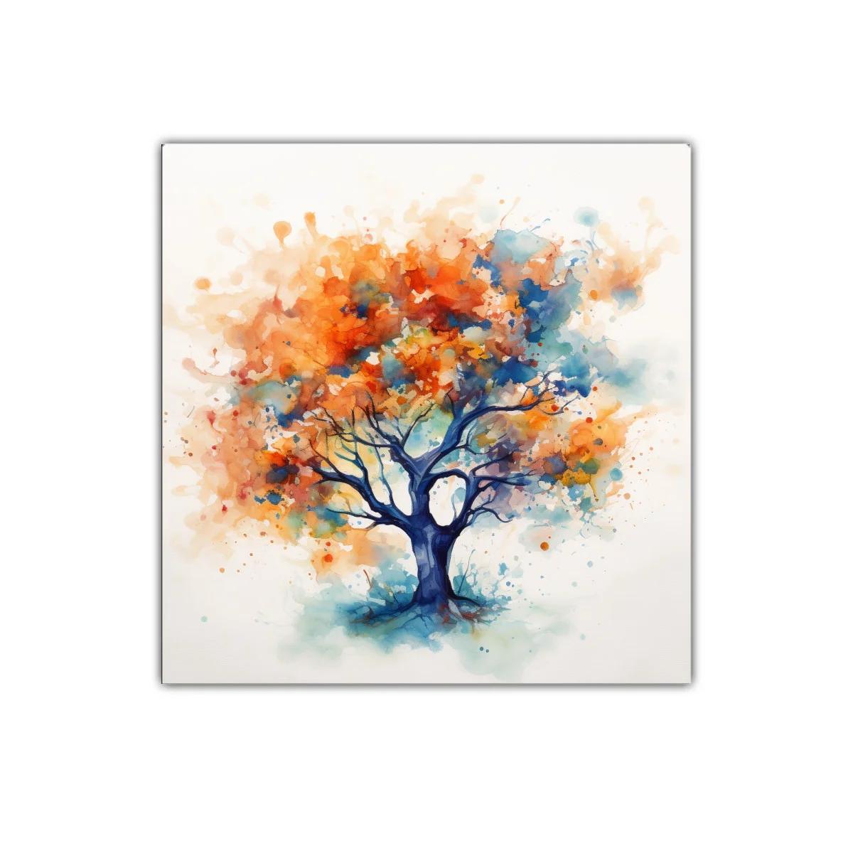 Árbol abstracto en vibrantes tonos otoñales y azules — imagen principal
