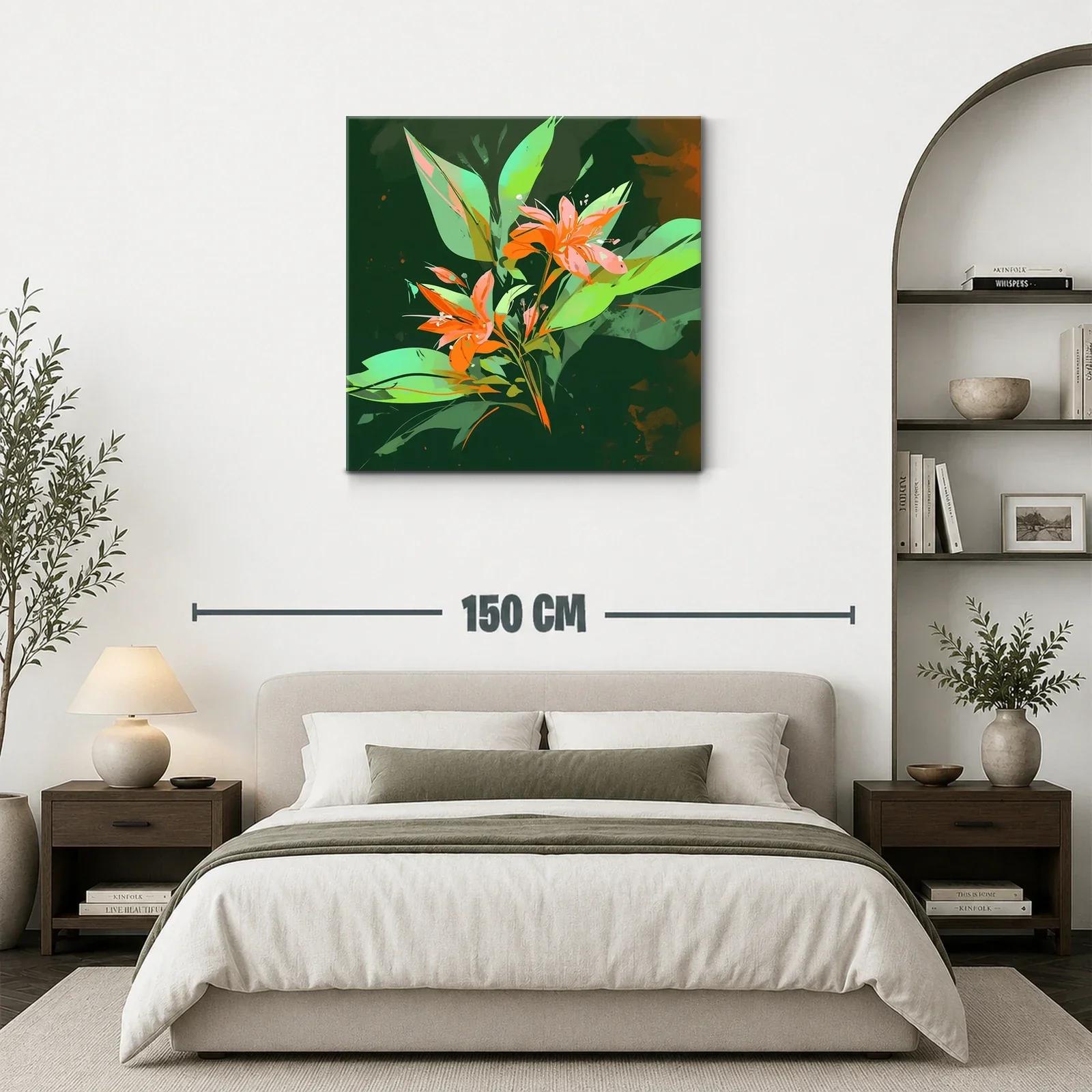Flores naranjas vibrantes sobre fondo verde oscuro — miniatura 3