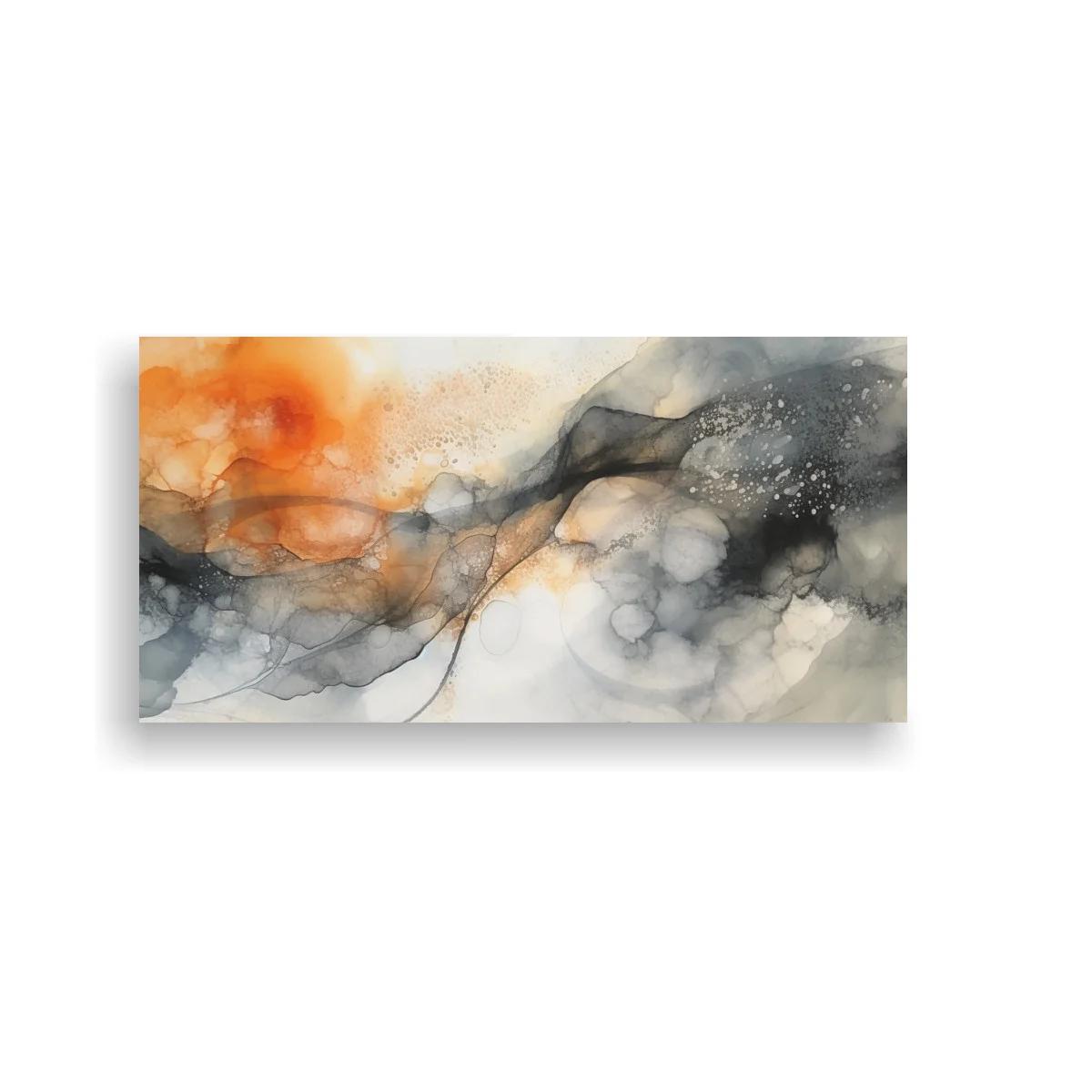 Cuadro mancha abstracta en tonos humo y ámbar