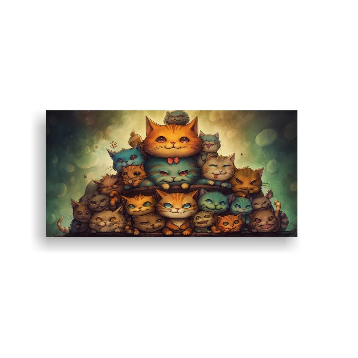Cuadro pirámide de gatos con fondo de brillos — imagen principal