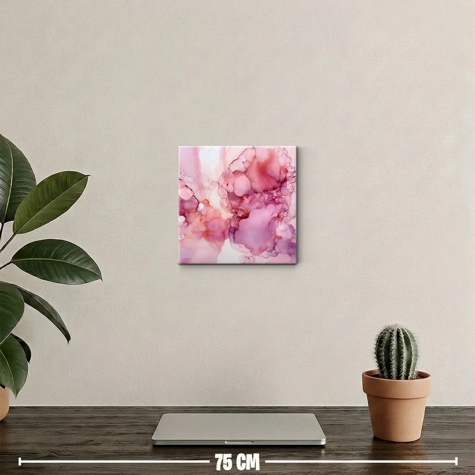Cuadro abstracto con tonos rosa y coral vibrantes — miniatura 2