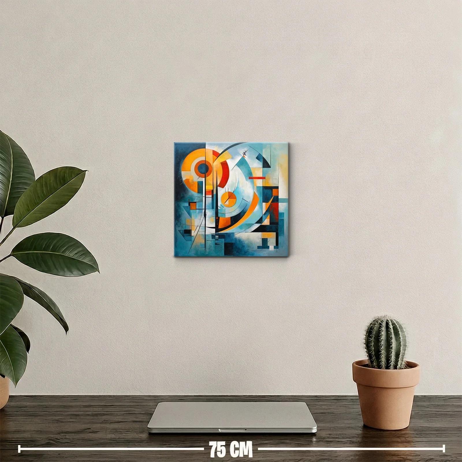 Cuadro abstracto moderno con formas geométricas y colores vibrantes — miniatura 2