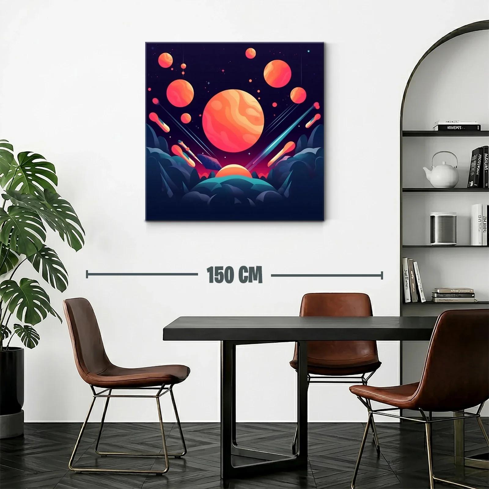 Cuadro abstracto con planetas y cielo estrellado vibrante — miniatura 2