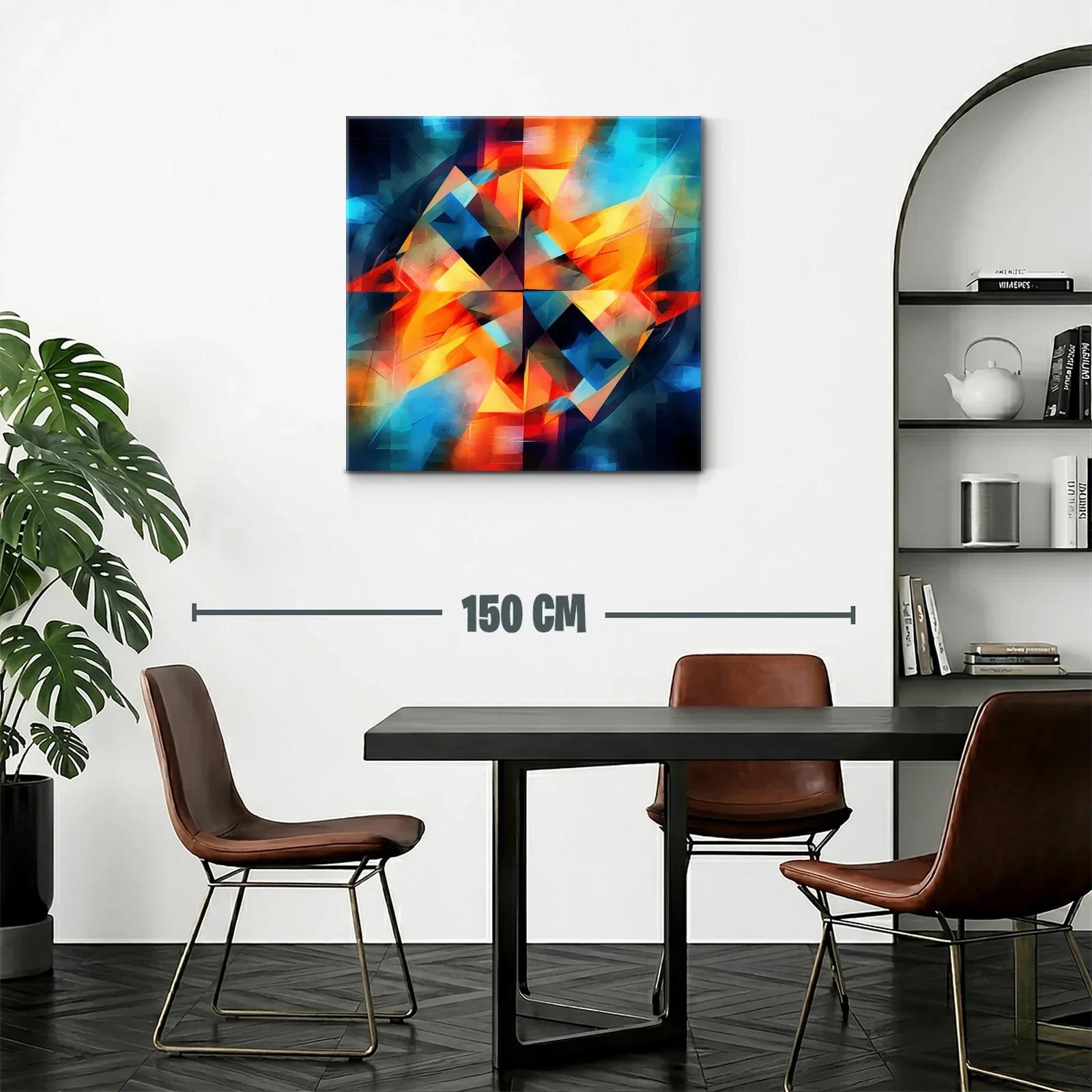 Cuadro abstracto con vibrantes tonos cálidos y fríos — miniatura 2